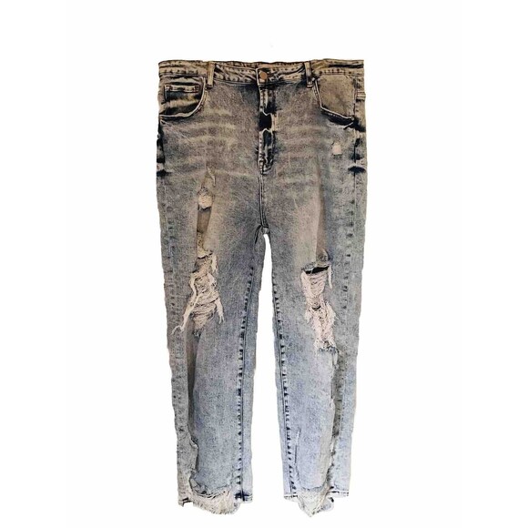 Risen Jeans Women's (3XL) Blue High Rise Frayed Hem Ankle Distressed Denim 40x27 - Picture 5 of 8